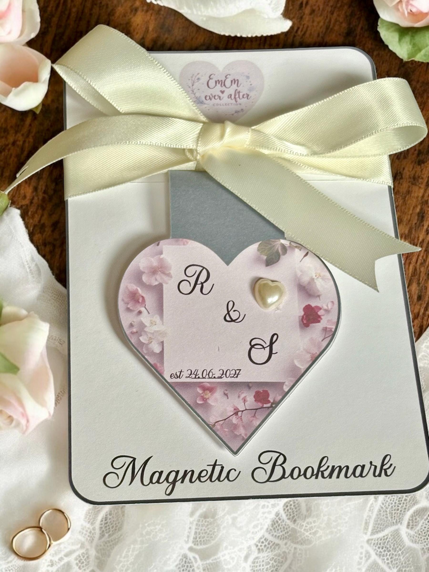 Personalised Wedding Magnetic Bookmark - Heart Initials Bridal Shower Favour