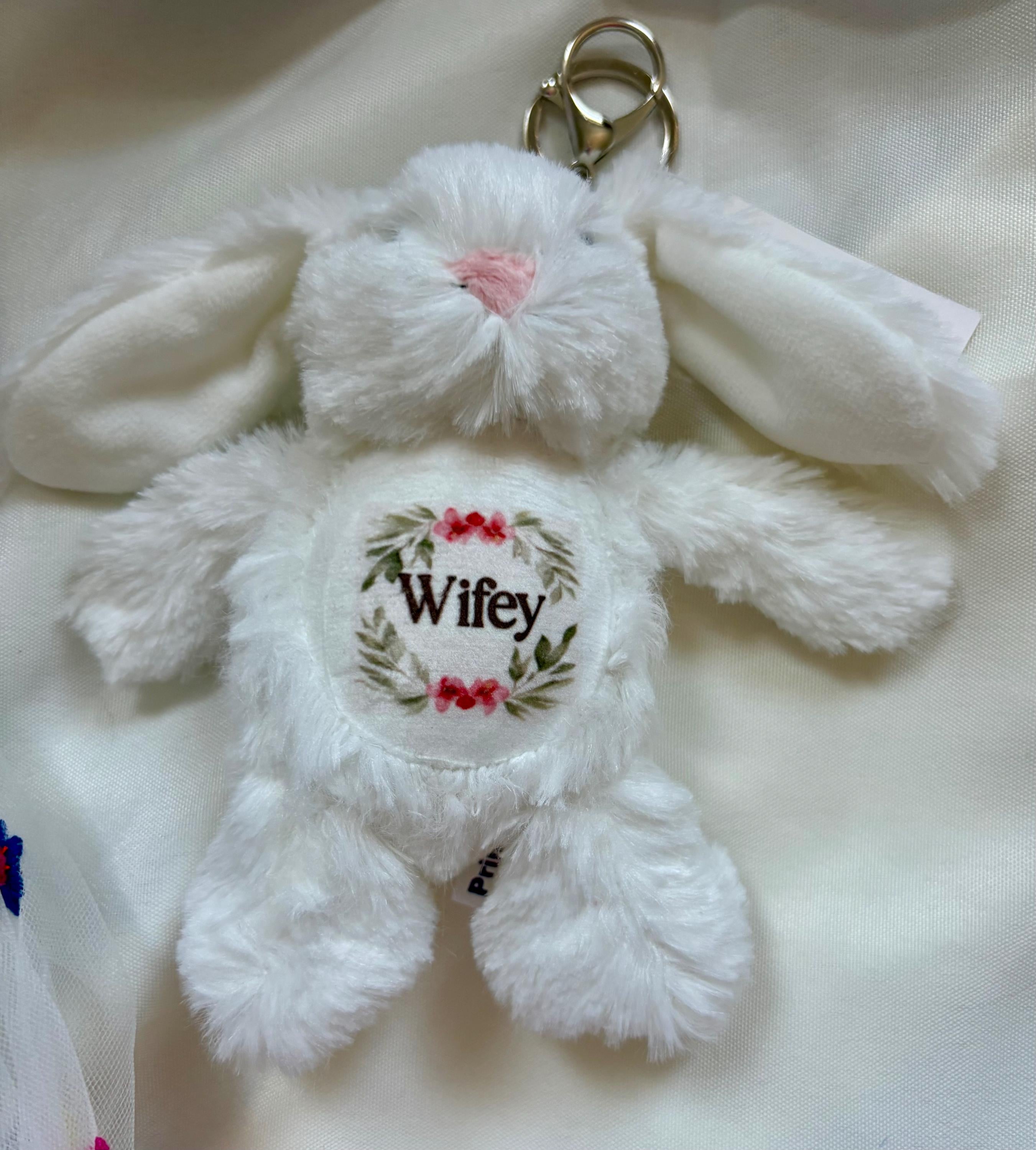 Personalised Plush Bunny Keyring - Flower Girl & Bridesmaid Gift Keepsake