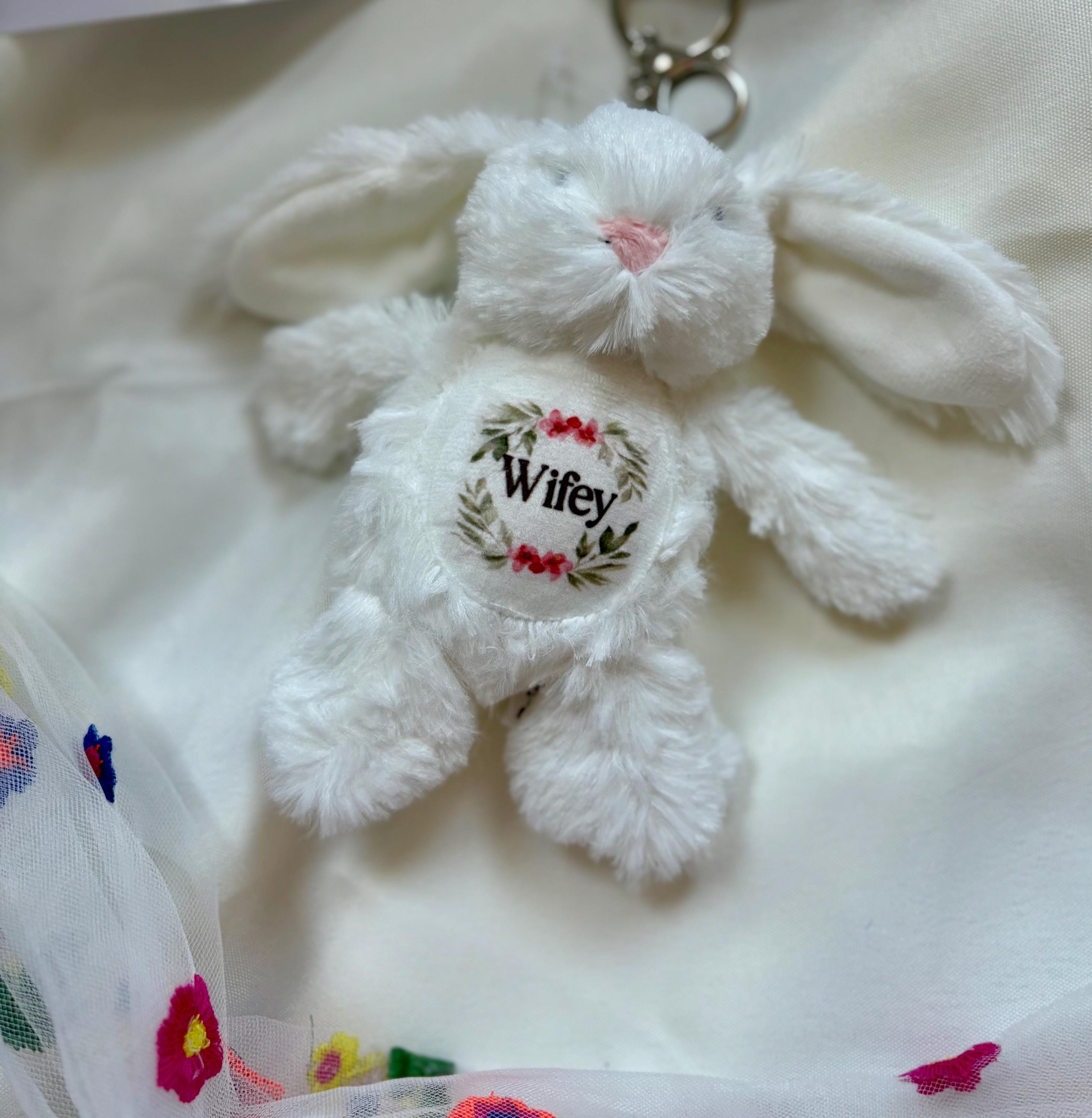 Personalised Plush Bunny Keyring - Flower Girl & Bridesmaid Gift Keepsake