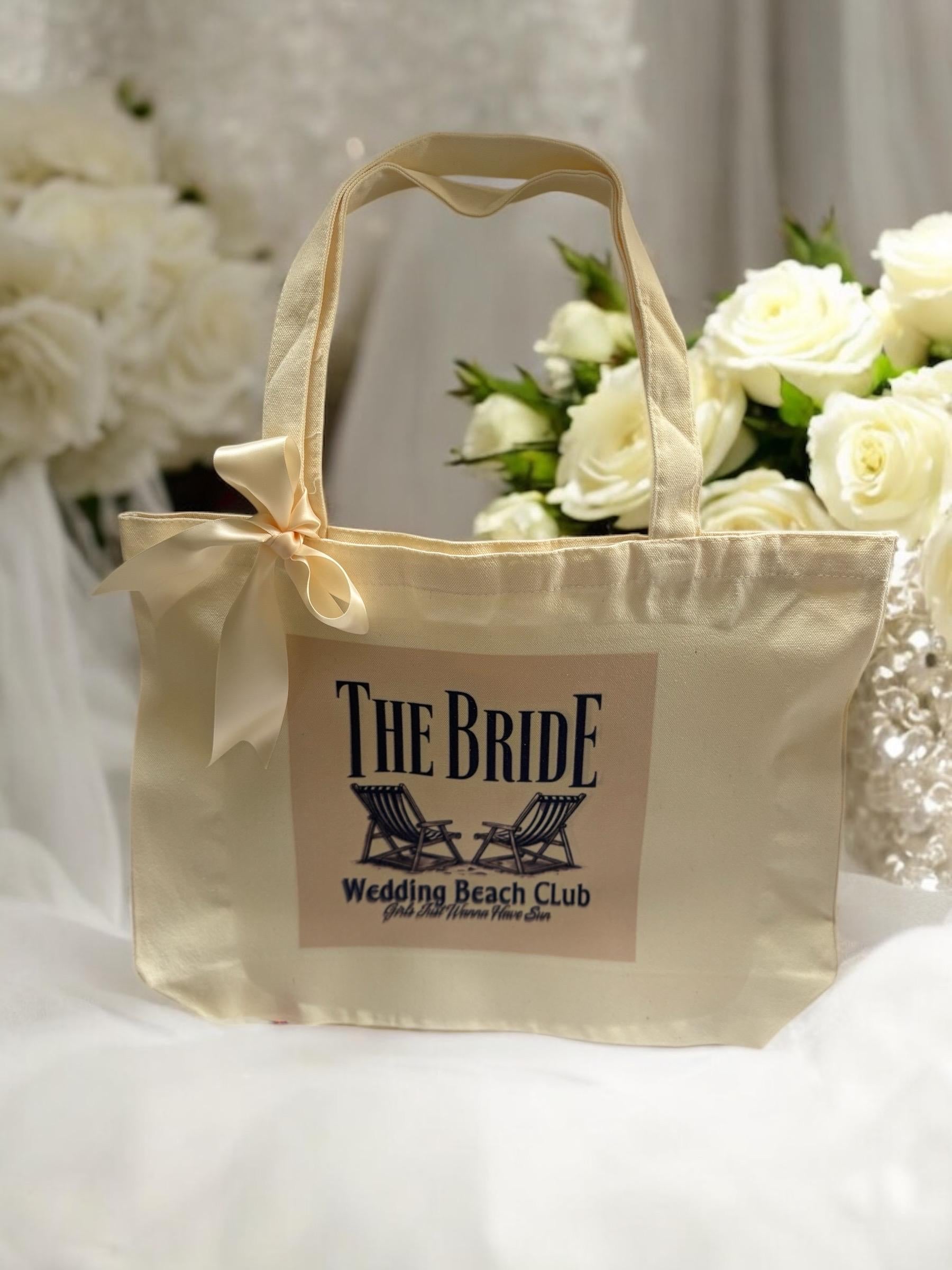 Bride Tote Bag: Vintage Beach Design, Bridal Party Gift