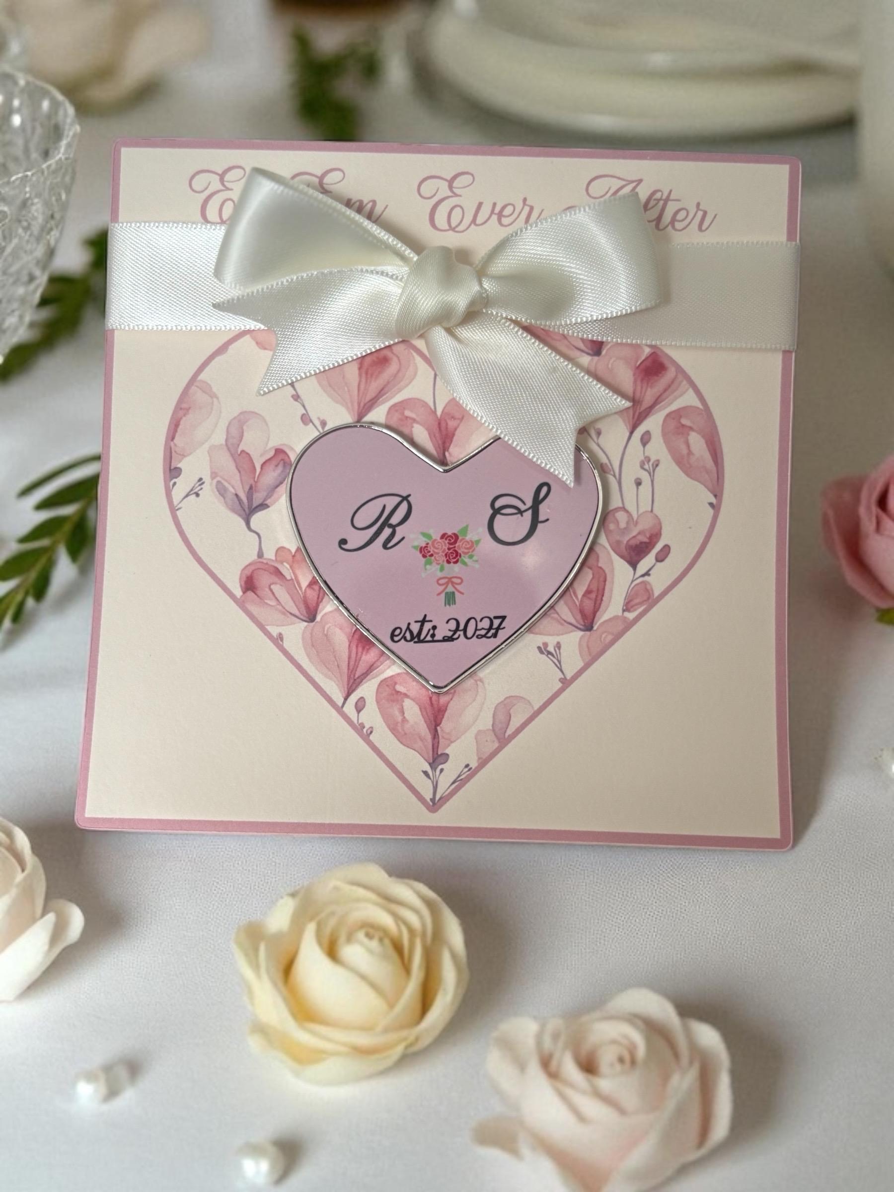 Personalised Wedding Favour Fridge Magnet - Heart Shaped Steel Keepsake Gift