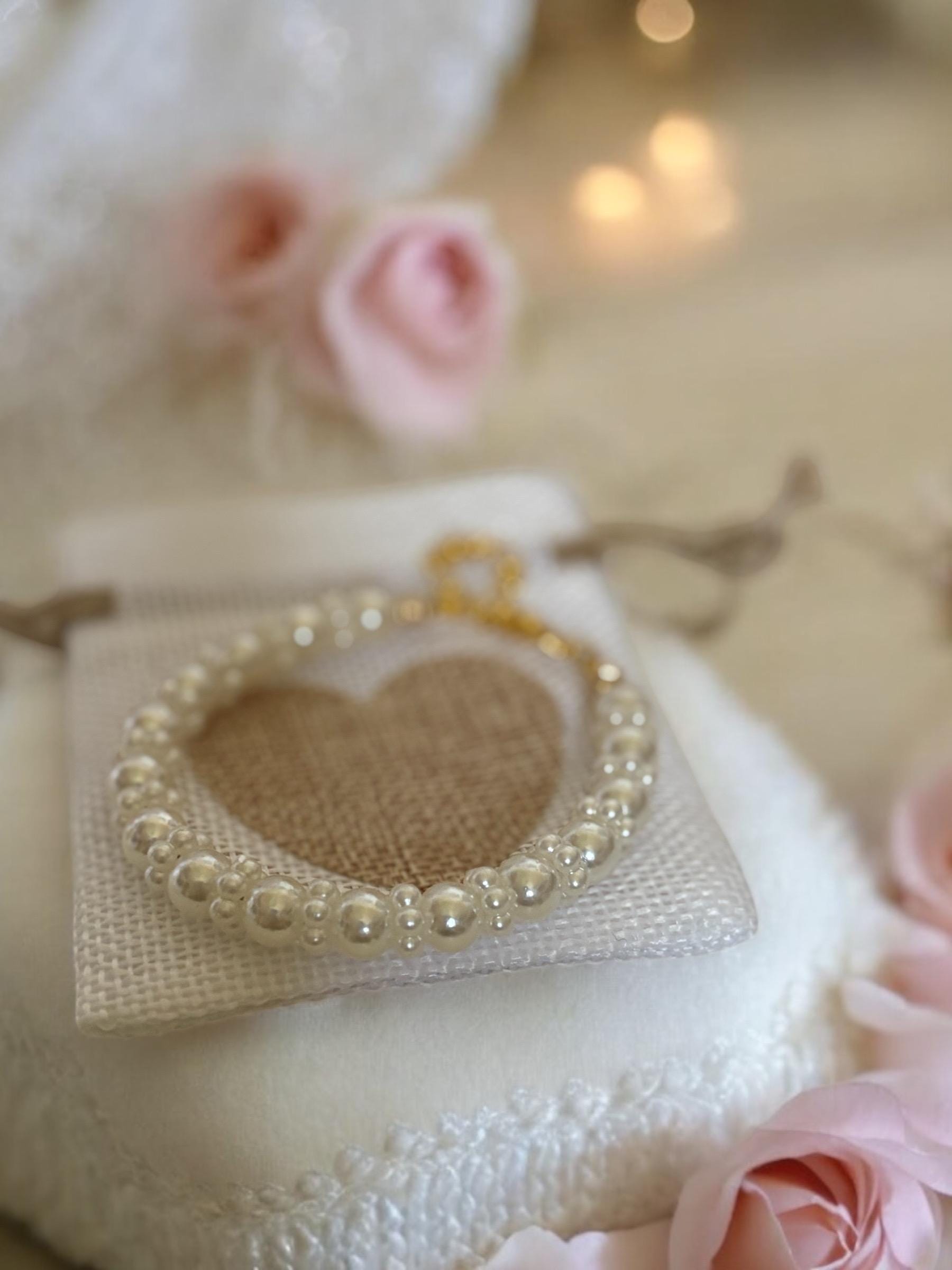 Handmade Pearl Beaded Bridal Bracelet with Flower Accents