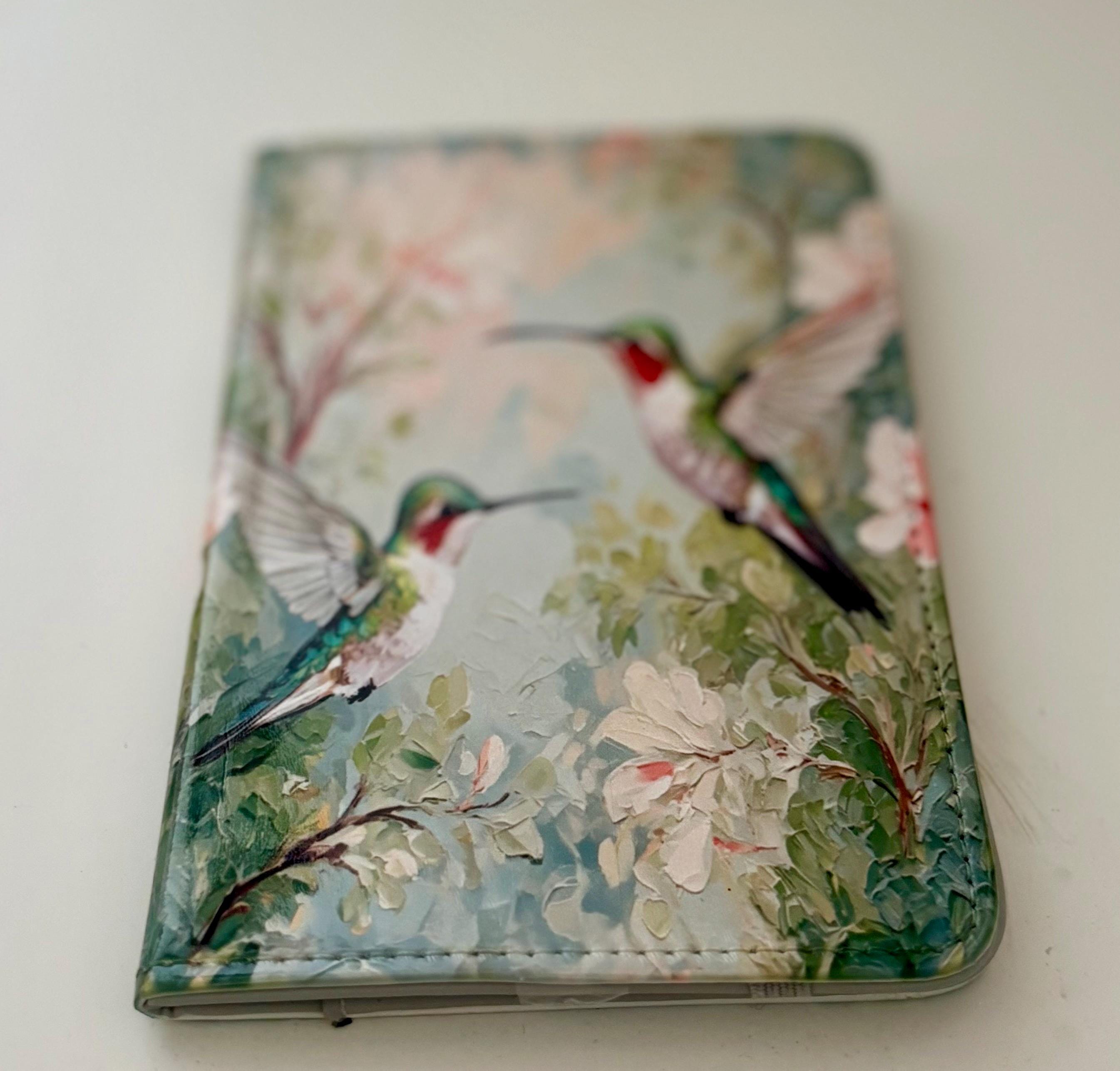 Hummingbird Passport Holder & Luggage Tag Set: Faux Leather Travel Accessories