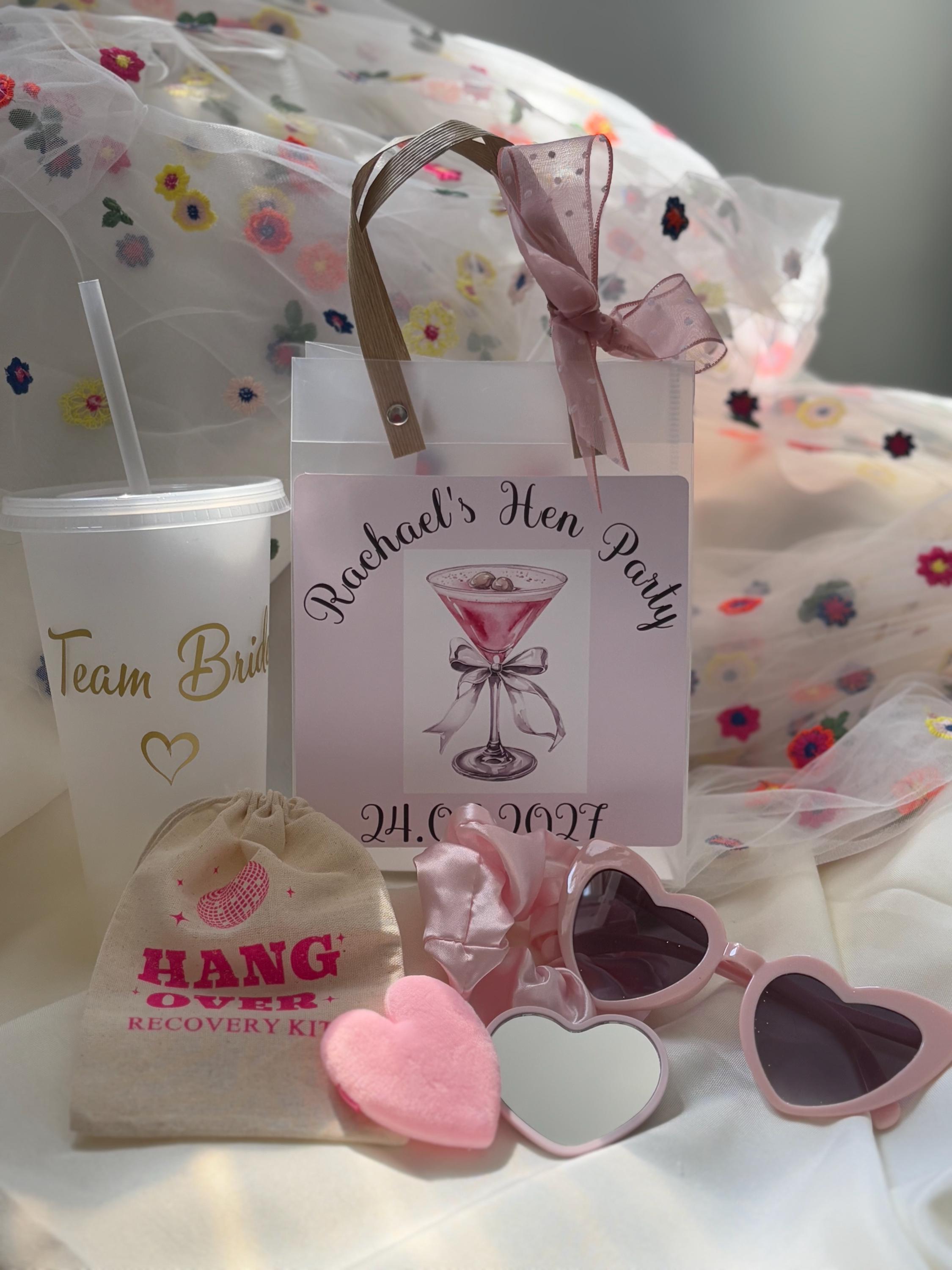 Personalised Hen Party Gift Bag - Bridal Squad PVC Favour with Accessories