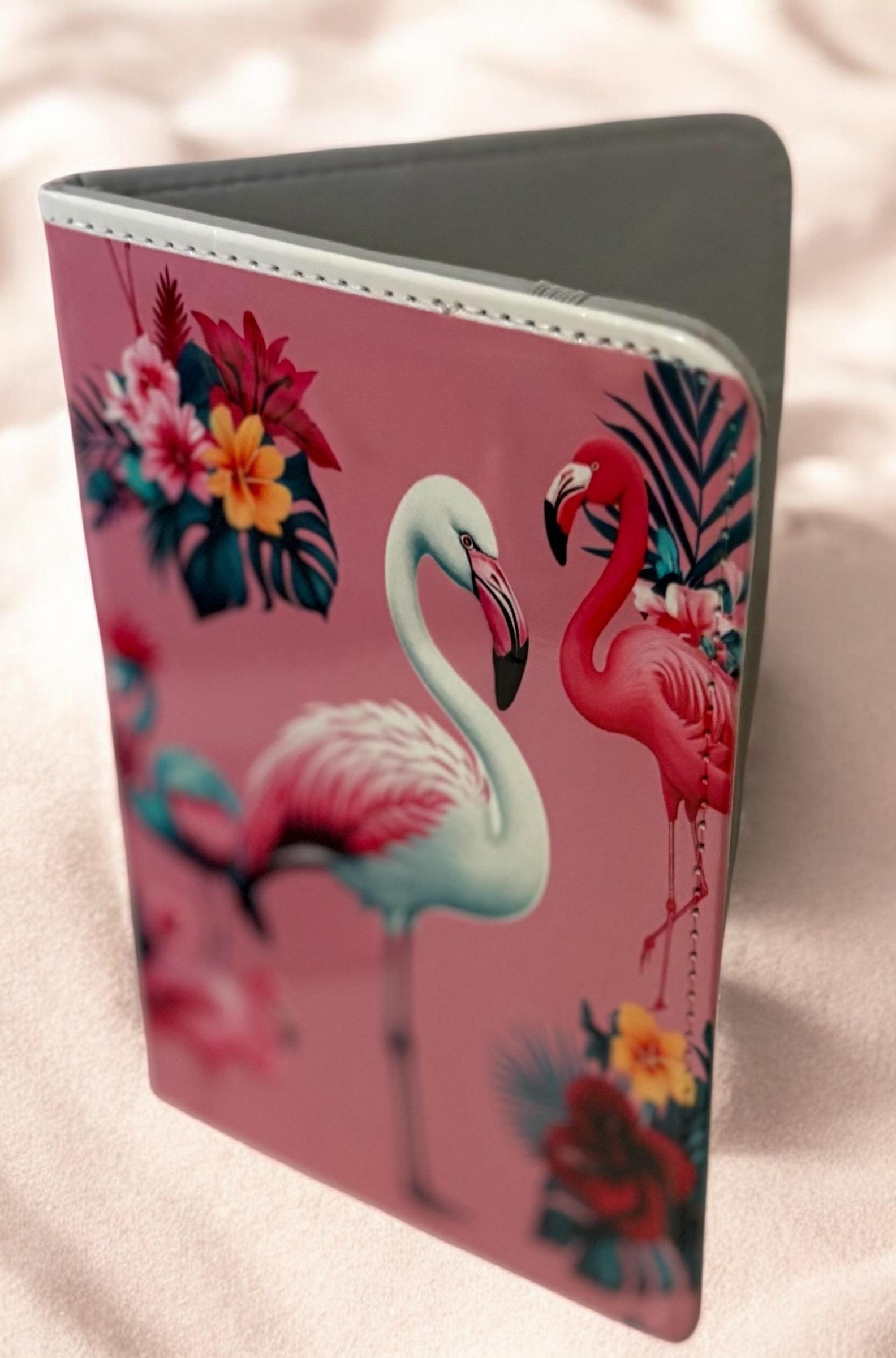 Tropical Flamingo Passport Holder Set with Luggage Tag & Makeup Bag, Travel Gift Set