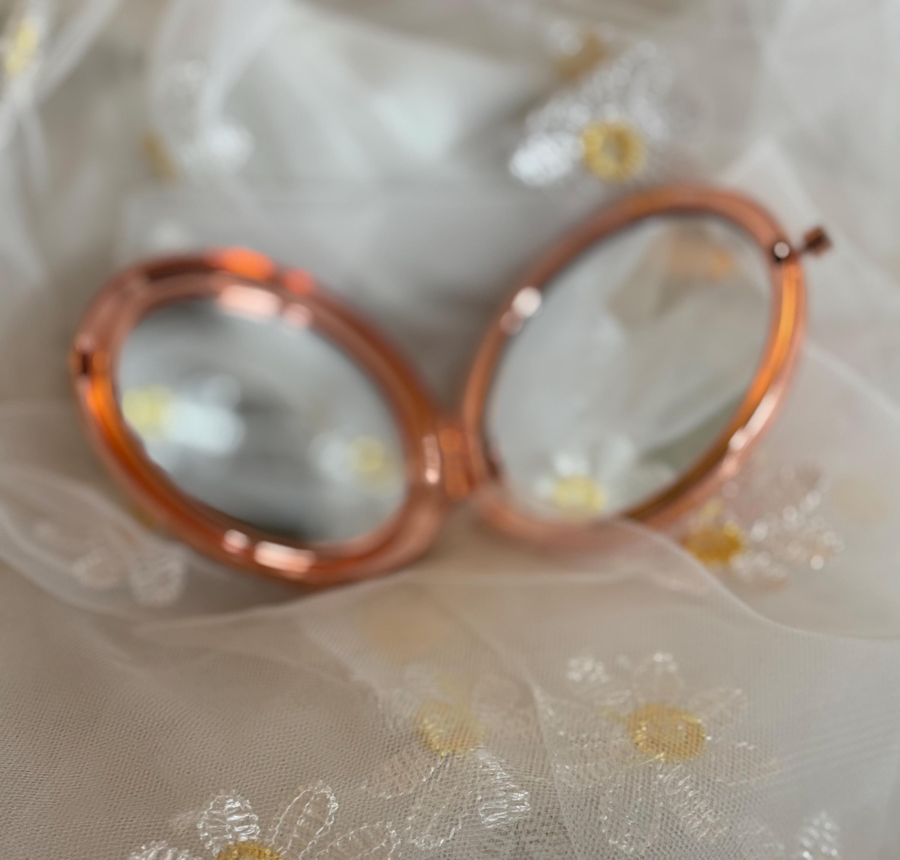 Rose Gold Bridesmaid Compact Mirror: Rhinestone Detail Bridal Gift