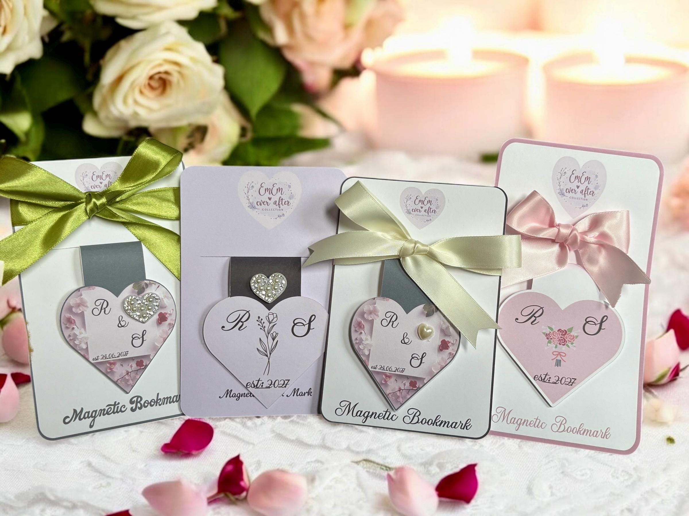 Personalised Wedding Magnetic Bookmark - Heart Initials Bridal Shower Favour