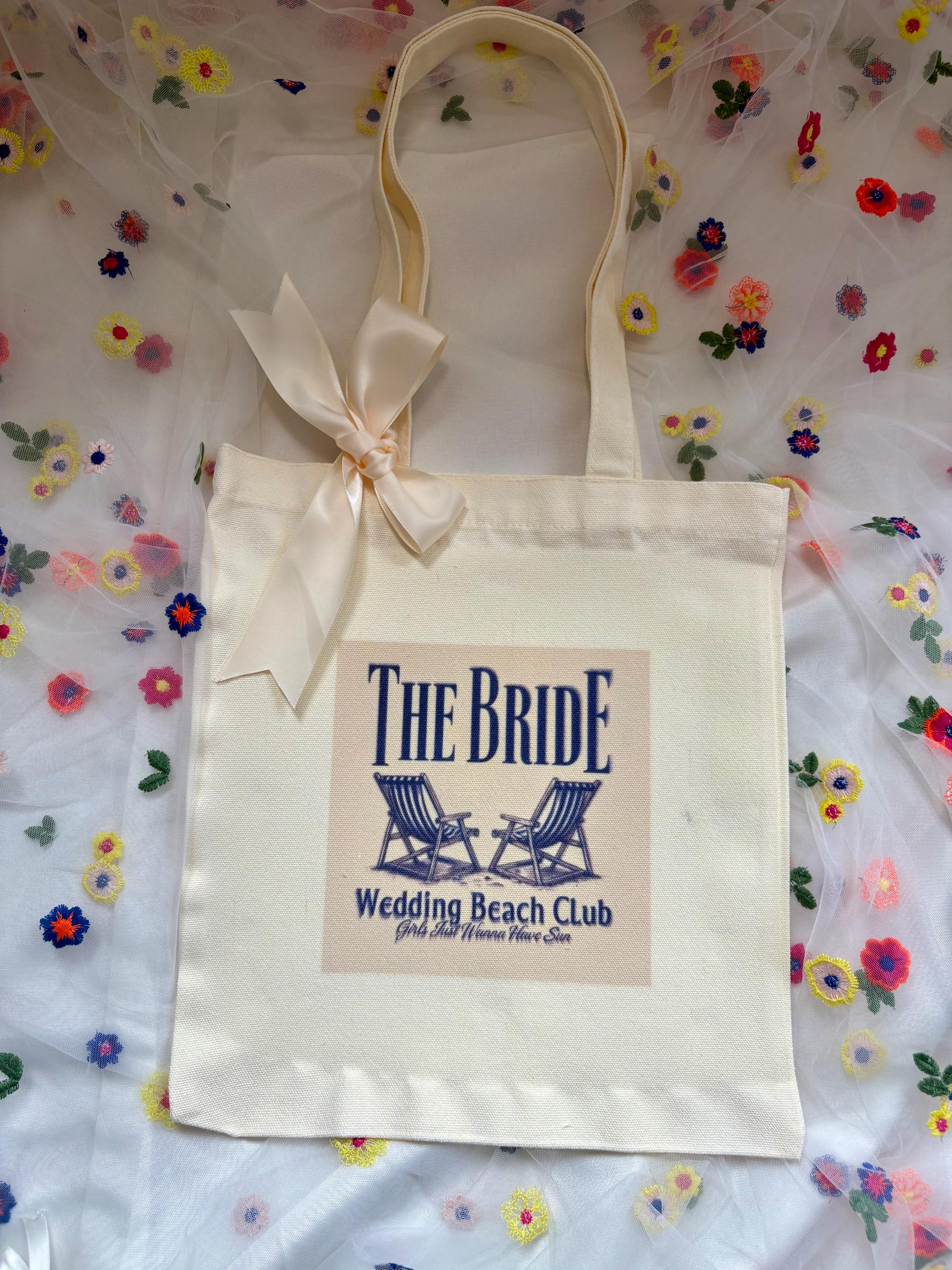 Bride Tote Bag: Vintage Beach Design, Bridal Party Gift