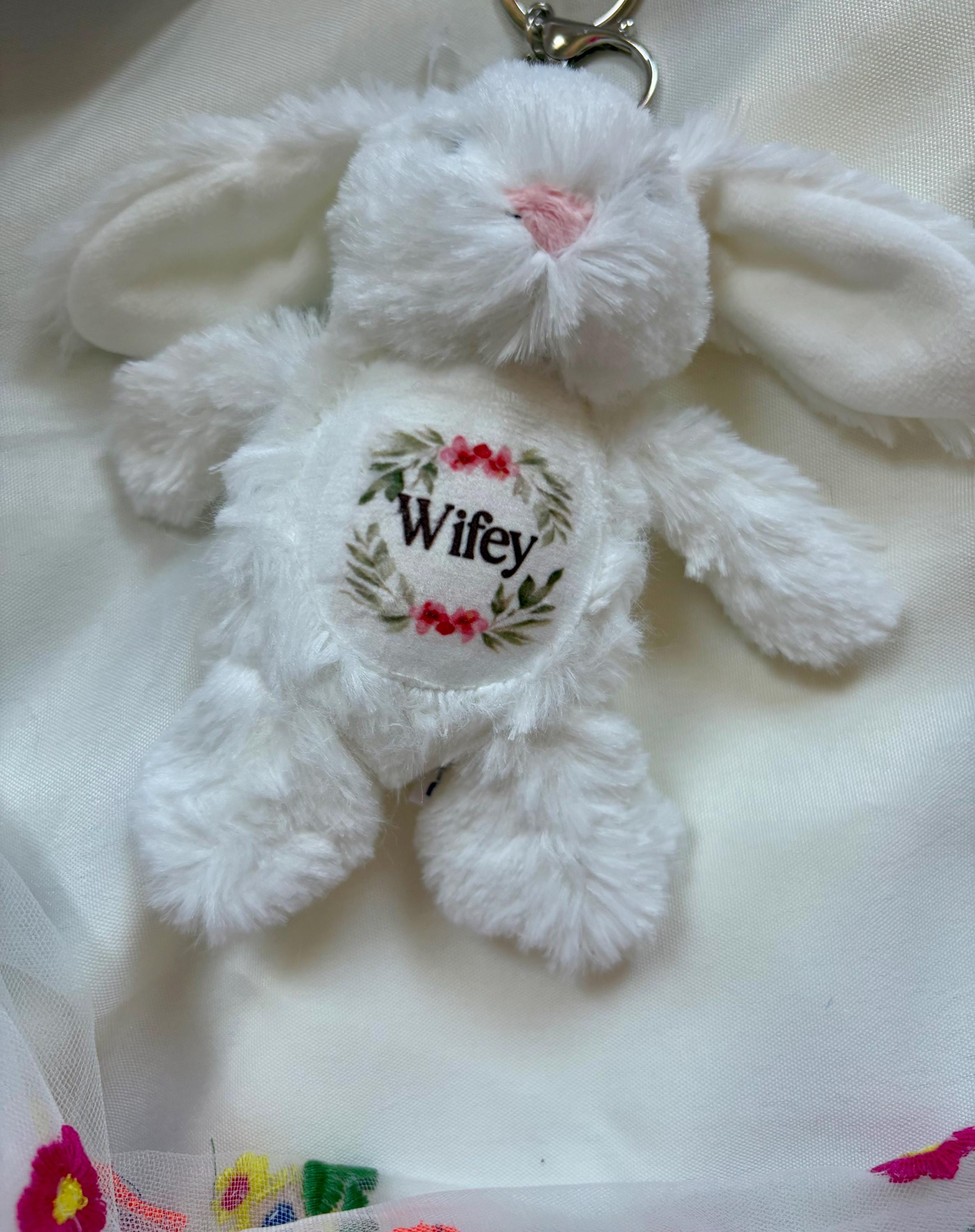 Personalised Plush Bunny Keyring - Flower Girl & Bridesmaid Gift Keepsake
