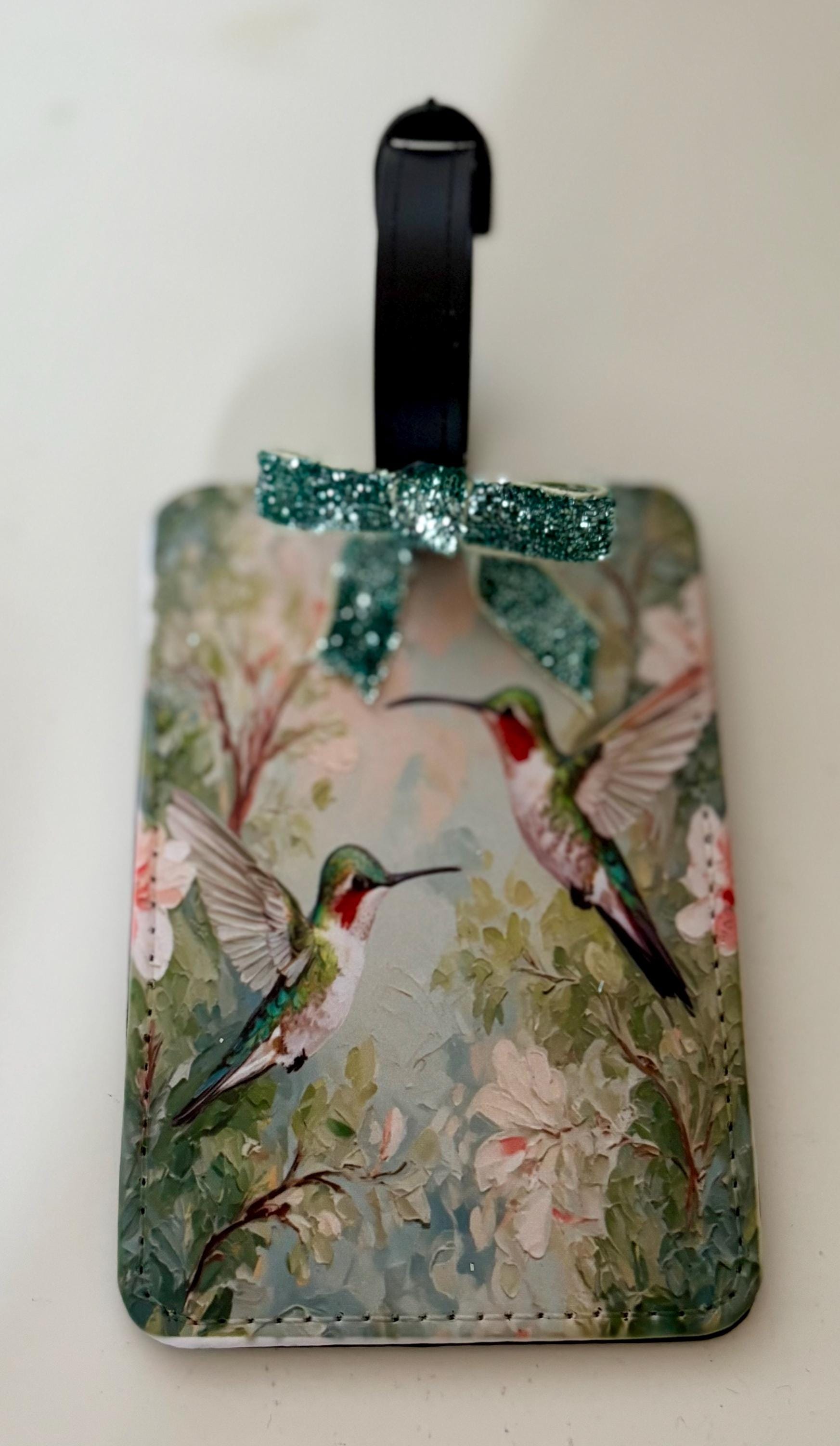 Hummingbird Passport Holder & Luggage Tag Set: Faux Leather Travel Accessories