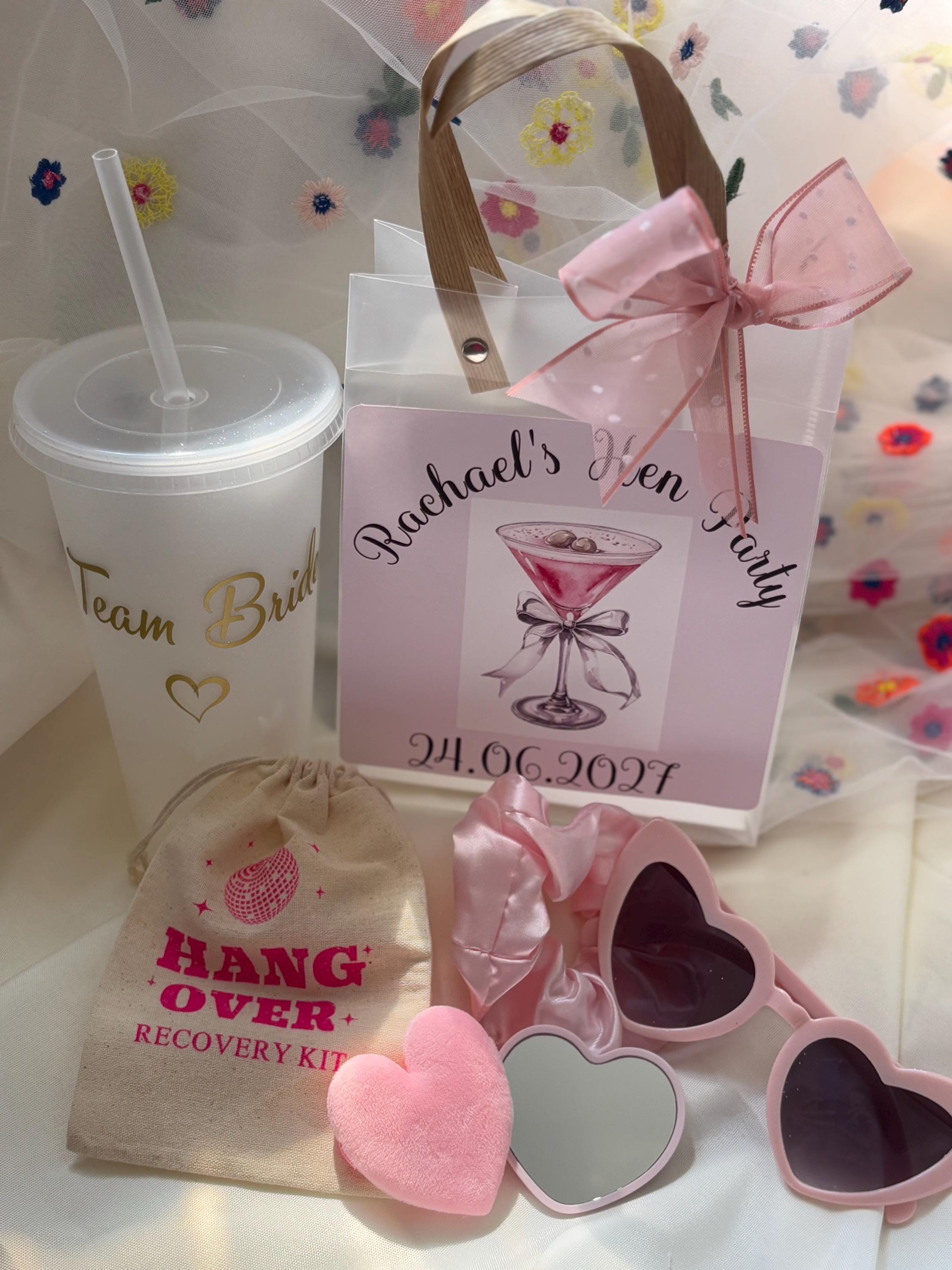 Personalised Hen Party Gift Bag - Bridal Squad PVC Favour with Accessories