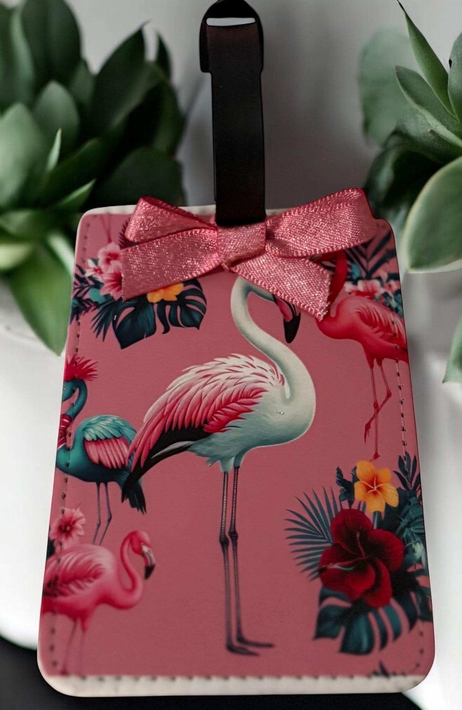 Tropical Flamingo Passport Holder Set with Luggage Tag & Makeup Bag, Travel Gift Set