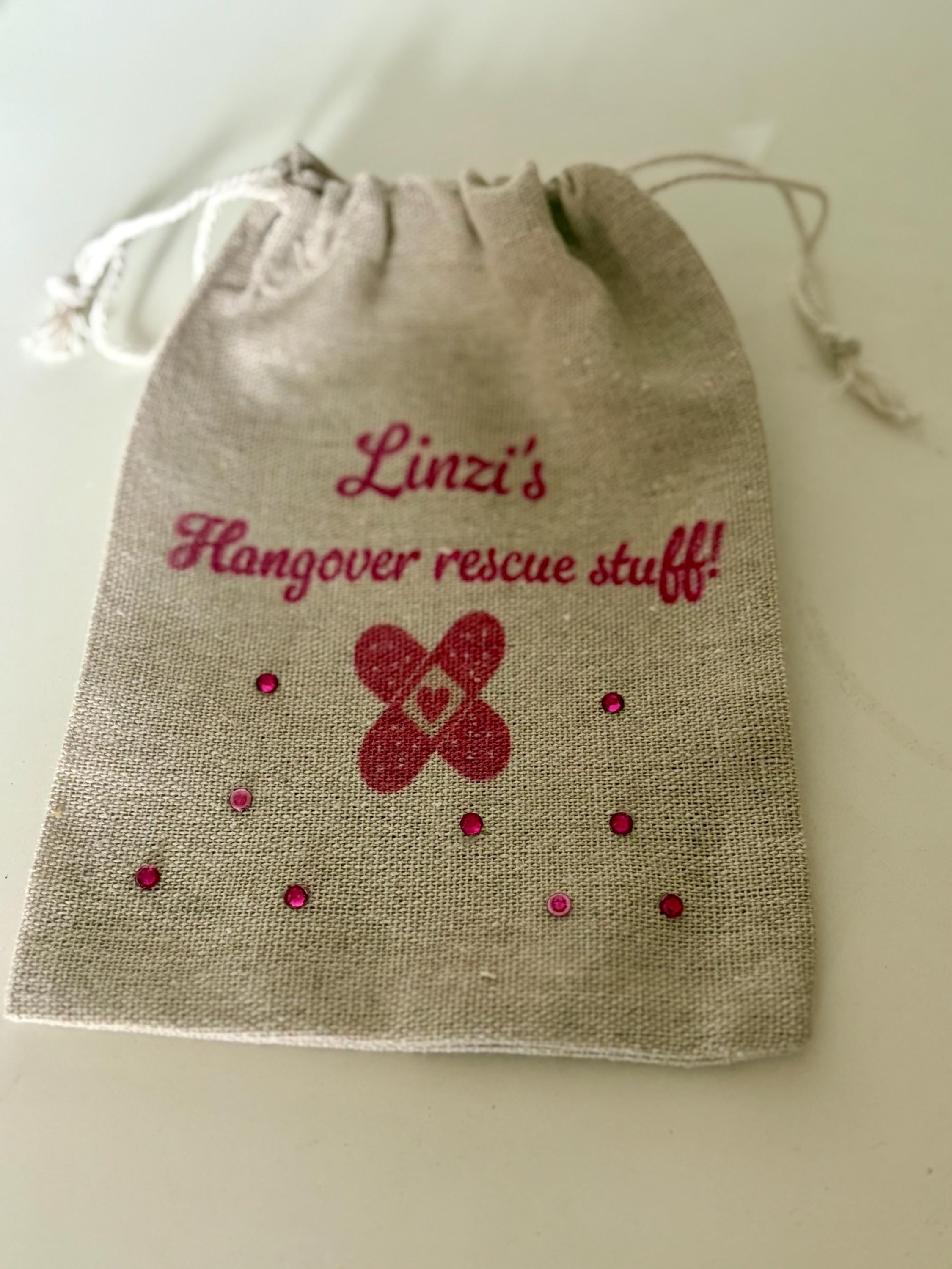 Personalised and Customised Hen Party Hangover Recovery Bags, perfect to add to Hen Party Bags, Perfect for Bridesmaid boxes.