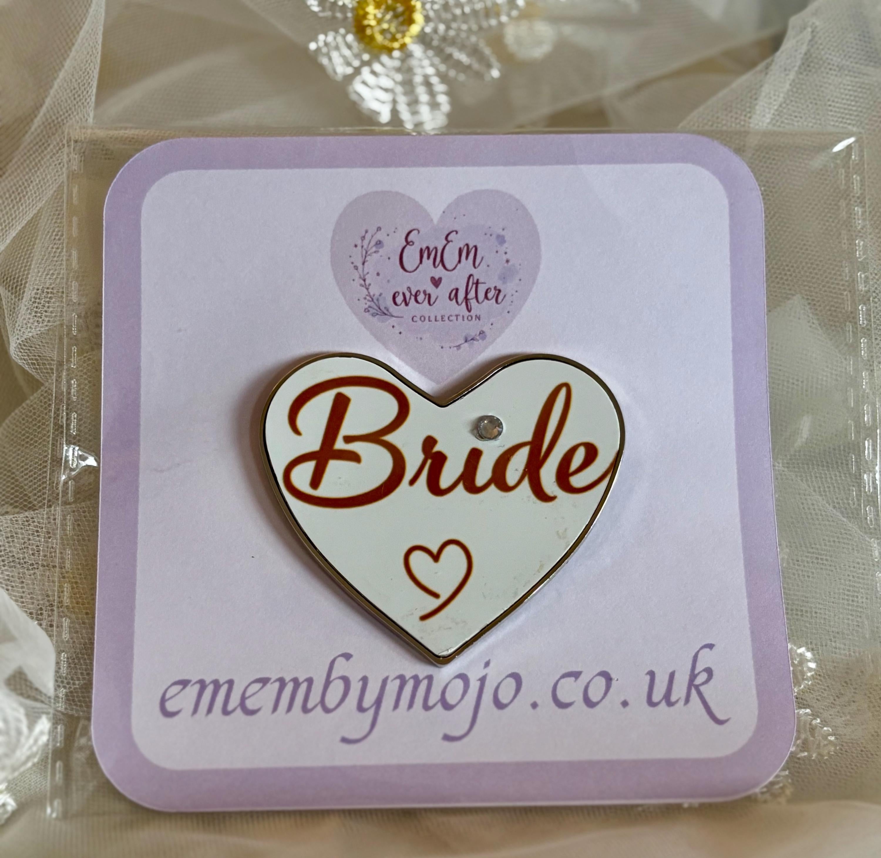 Bride Heart Fridge Magnet: Rhinestone Detail, EmEm Ever After Collection