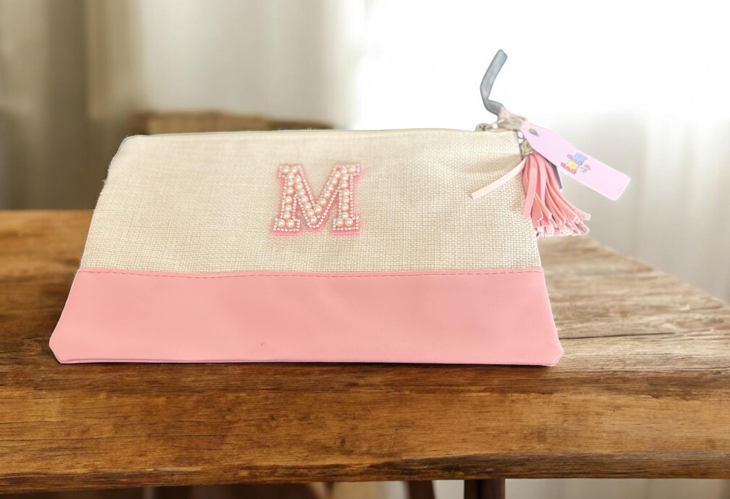 Personalised Rhinestone Initial Makeup Bag - Bridal Party & Bridesmaid Gift