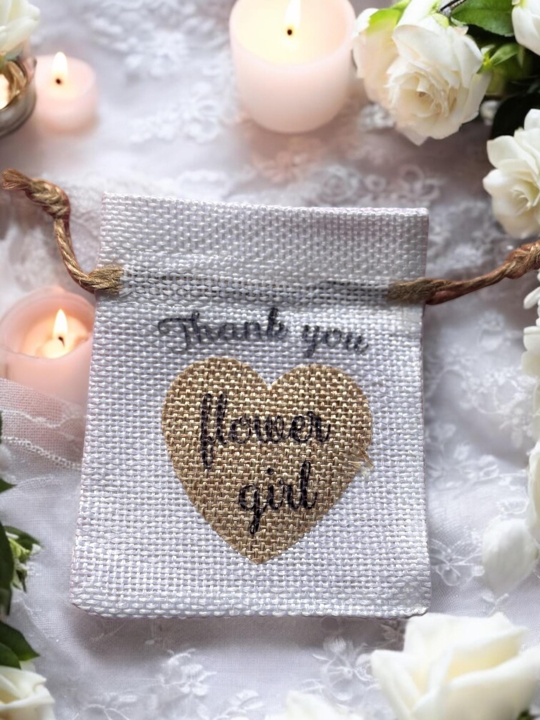 Flower Girl Bracelet: White Beaded Bracelet with Gold Flowers