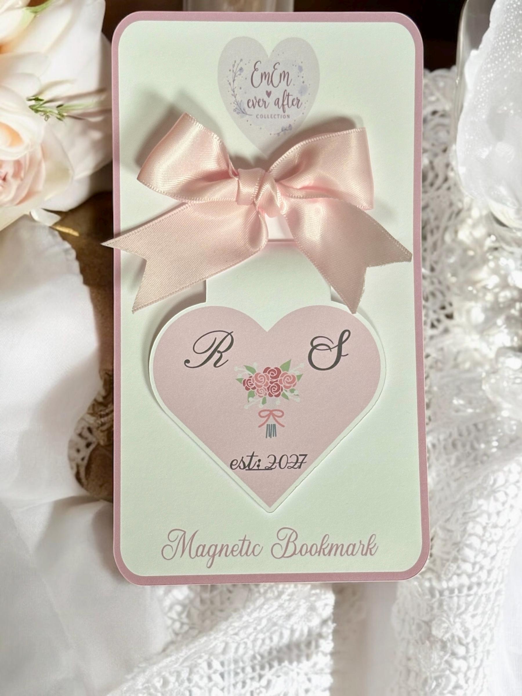 Personalised Wedding Magnetic Bookmark - Heart Initials Bridal Shower Favour