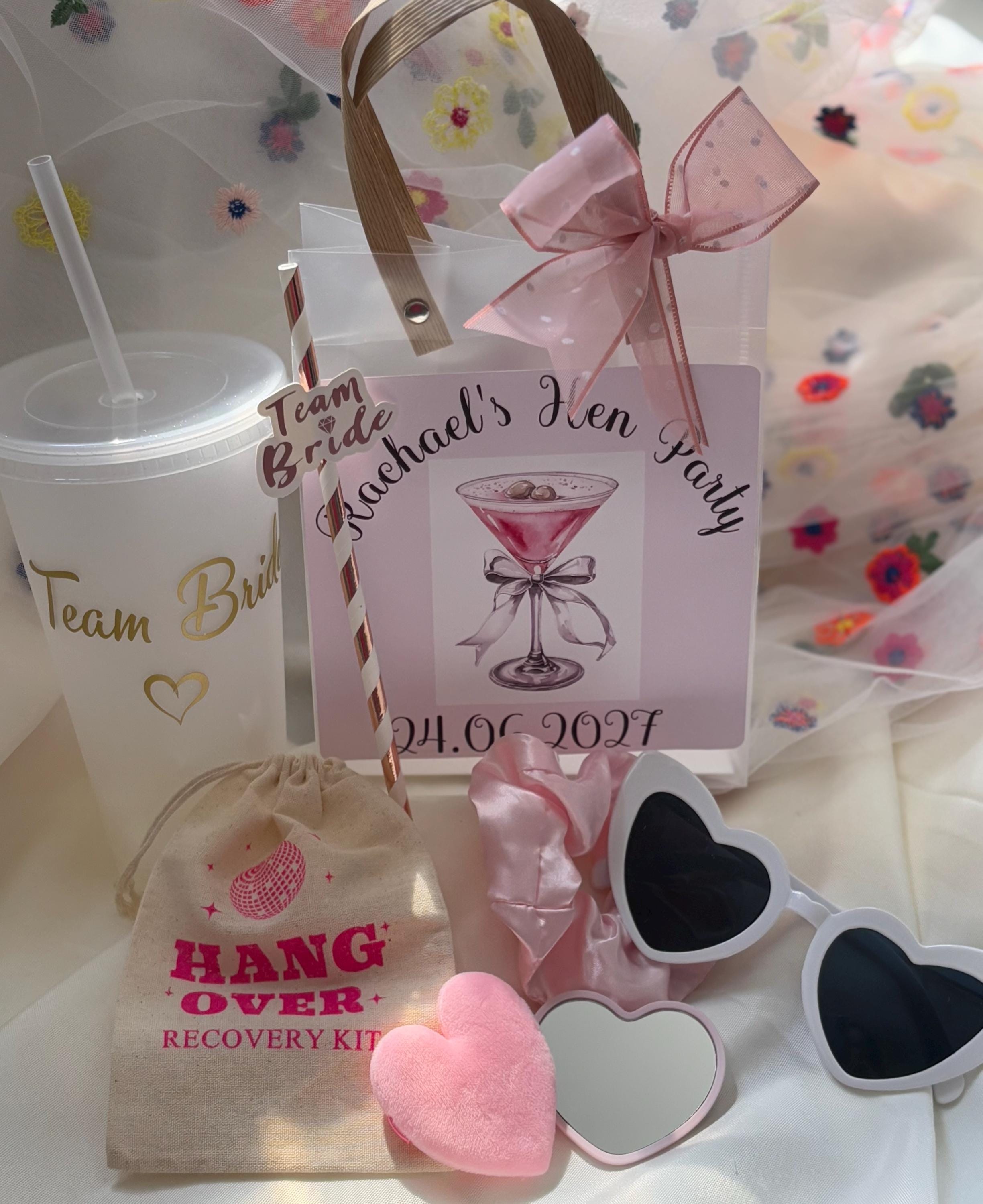 Personalised Hen Party Gift Bag - Bridal Squad PVC Favour with Accessories