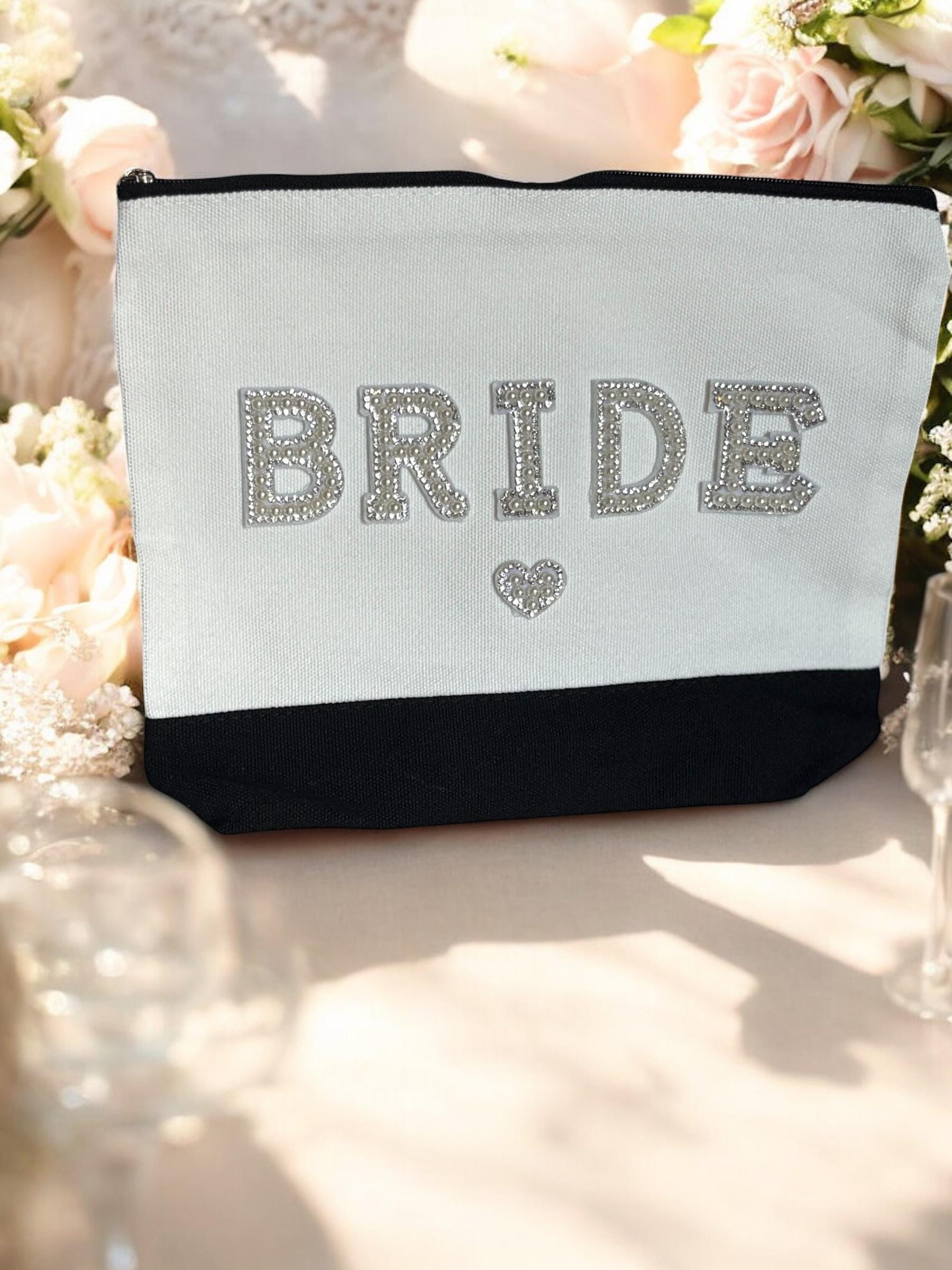 Rhinestone Bride Makeup Bag: Bridal Wedding Day Pouch