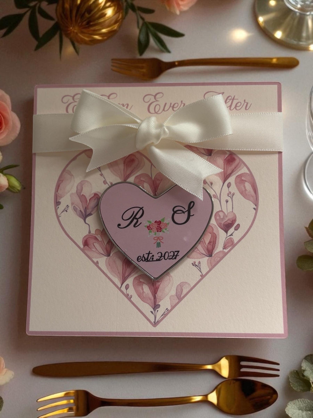 Personalised Wedding Favour Fridge Magnet - Heart Shaped Steel Keepsake Gift