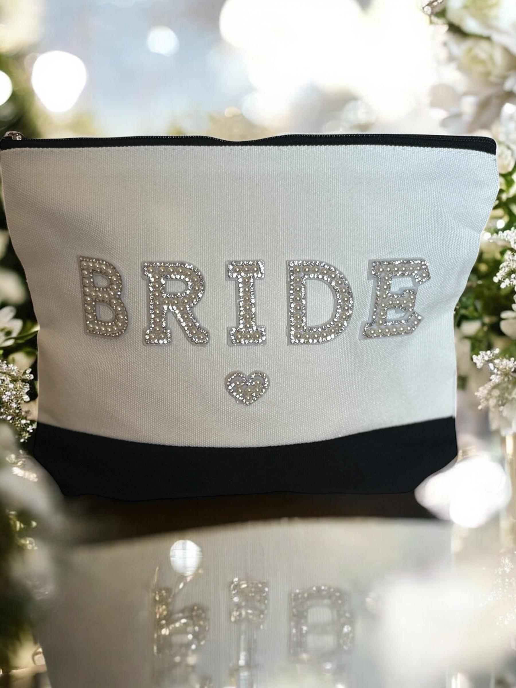 Rhinestone Bride Makeup Bag: Bridal Wedding Day Pouch