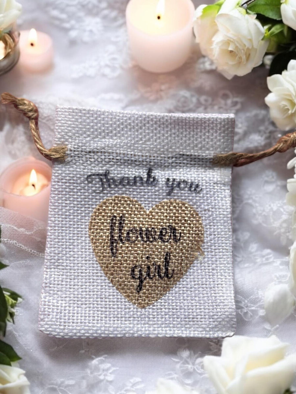 Flower Girl Bracelet: White Beaded Bracelet with Gold Flowers